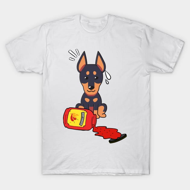 Funny Alsatian Spilled Hot Sauce T-Shirt by Pet Station